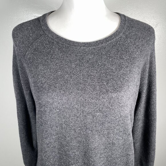 Banana Republic Charcoal Gray Crewneck Fine Tight Knit 3/4 Sleeve Sweater S - Picture 3 of 13
